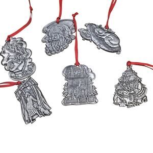 Lot of 6 Vintage Night Before Christmas Pewter Ornaments Christmas Story Holiday